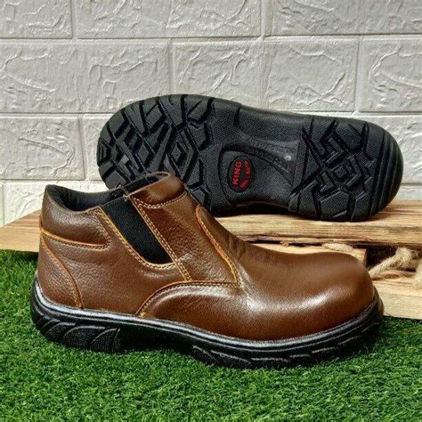 Sepatu Safety Pria Boots King Pendek Kulit Asli Ujung Besi