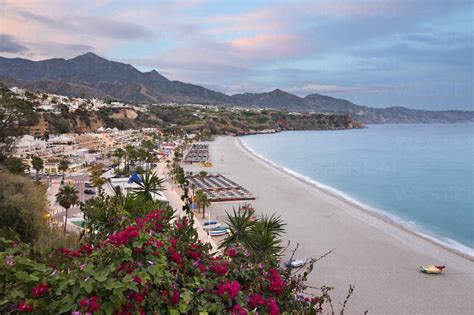 Sunset View Over Nerja Playa Burriana Beach Nerja Malaga Province