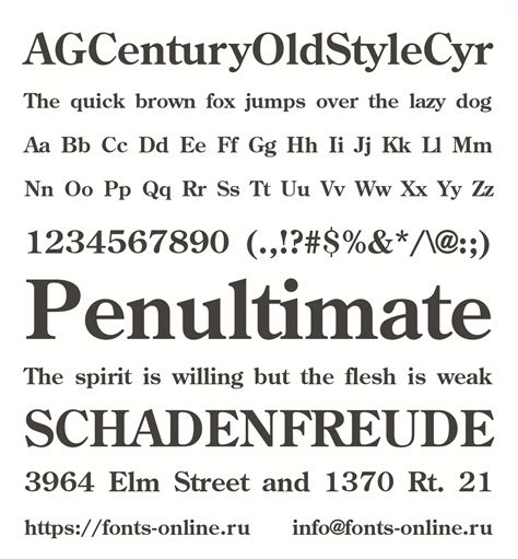 AGCenturyOldStyleCyr шрифт