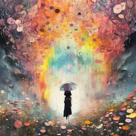 Rain Of Flowers At A Night City Art By Art By Caia K OpenArt