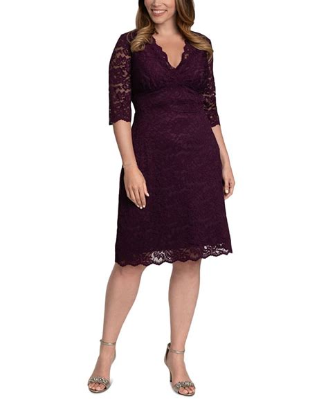 Kiyonna Womens Plus Size Scalloped Boudoir Lace Dress Macys