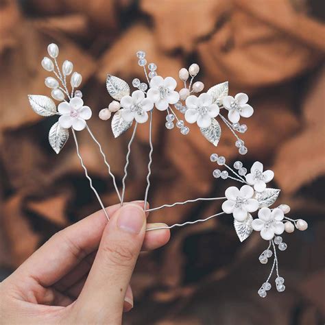 Casdre Flower Bridal Hair Pins Pearl Bride Wedding Hair