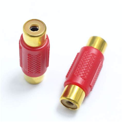 Fe Pcs Gold Plated Rca Female To Rca Female Connector Av Plug Jack