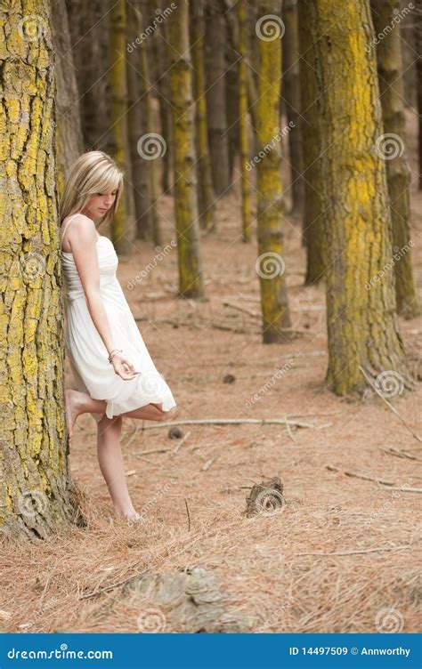 Gorgeous Blonde Teen Girl In Forest Stock Image Image Of Nature Outdoors