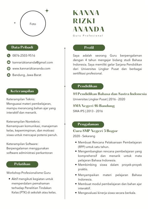 Contoh Cv Guru Yang Inspiratif Dan Lengkap