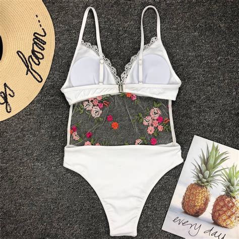 Women S Embroidered Floral One Piece Bikini Swimsuit On Luulla