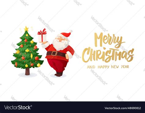 Merry Christmas Card Cartoon Royalty Free Vector Image