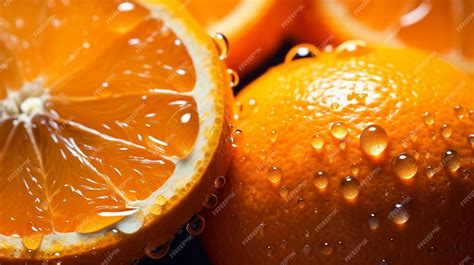 Premium Ai Image Generative Ai Fresh Oranges Fruit With Water