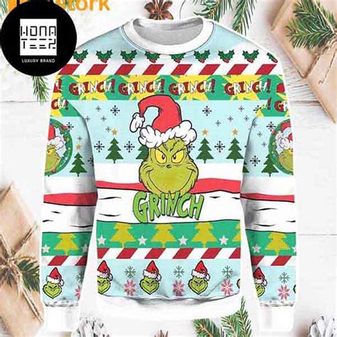 Grinch Santa With Christmas Tree Pattern 2023 Ugly Christmas Sweater ...