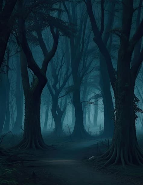 Premium AI Image | A hunted horror night forest