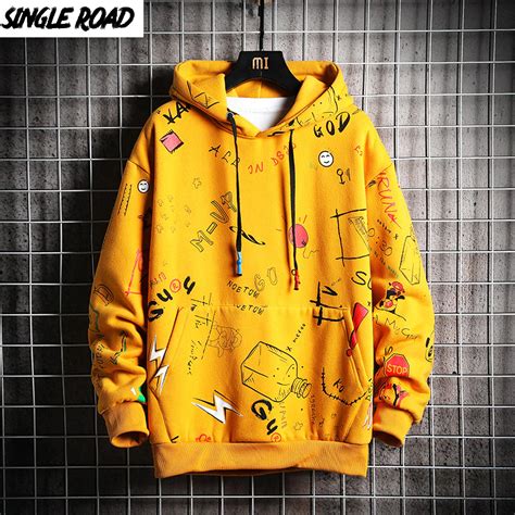 Fleece Graffiti Sweatshirt Male Hip Hop Harajuku E In 2020 Mens Winter Hoodies Japanese