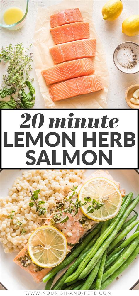 Baked Lemon Herb Salmon 20 Minute Meal Nourish And Fete