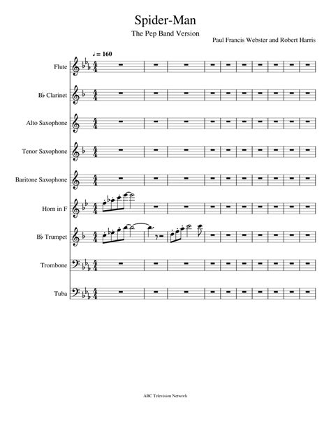 Spider Man Sheet Music For Flute Clarinet Alto Saxophone Tenor Saxophone Download Free In