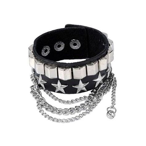 Leather Silver Stud Wristband 80s Gothic Punk Glam Emo 496 Liked On