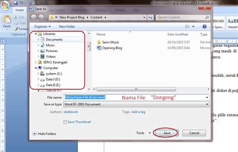 Cara Menyimpan Dan Membuka Dokumen Microsoft Word Sinau Komputer