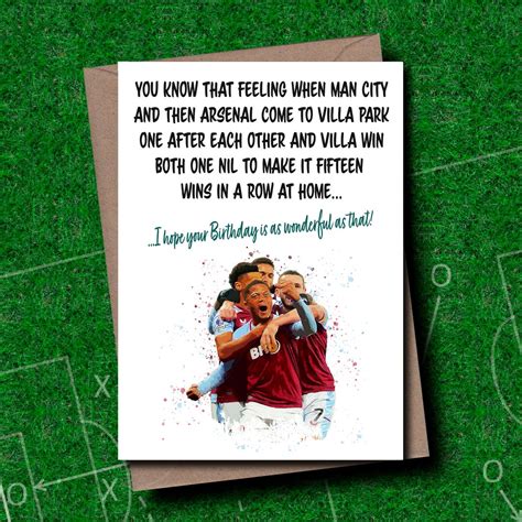 Aston Villa Birthday Card Villa Park Birthday Card Aston Villa