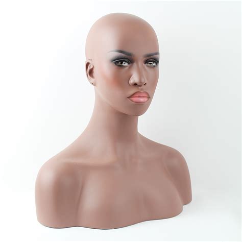 Realistic Female Black Afro American Fiberglass Mannequin Dummy Head