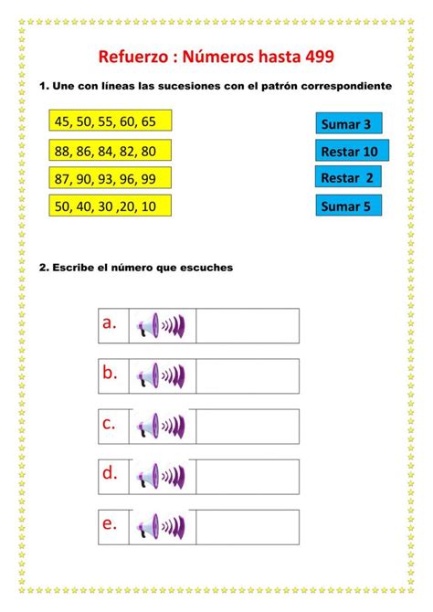 Ejercicio interactivo de Dictado de números del 100 al 499 Ejercicios