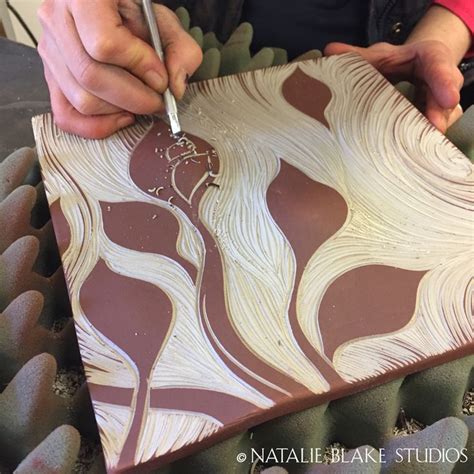 Carving Leaves For A Tree Of Life Mural Made Of Handmade Ceramic