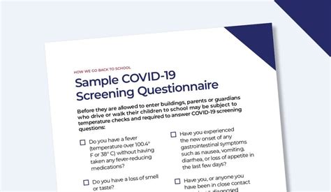 Screening Students For Covid 19 A Downloadable Questionnaire