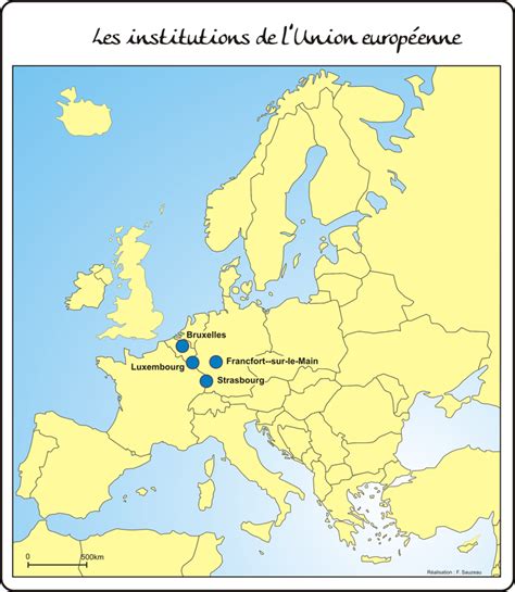 Les villes où siègent les institutions de lUnion européenne L