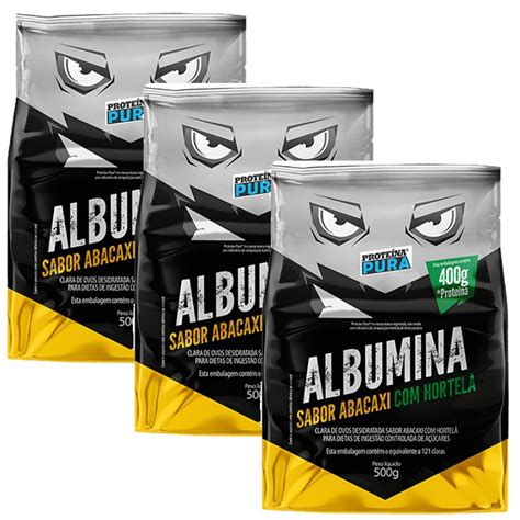 Kit 3X Albumina 500g Abacaxi Hortelã Proteína Pura OtimaNutri