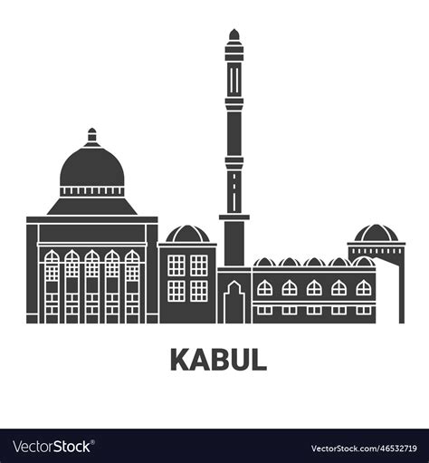 Afghanistan kabul travel landmark Royalty Free Vector Image