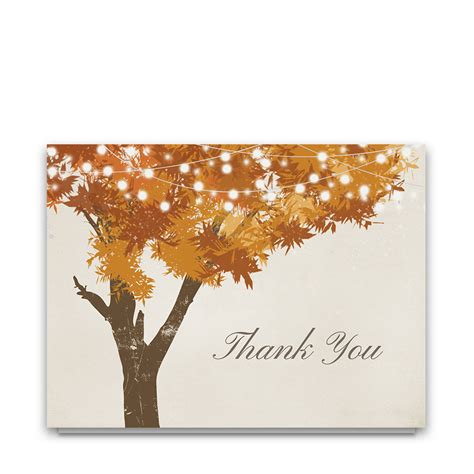 Rustic Fall Tree Leaves Wedding Thank You Cards