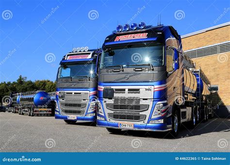 Fleet Of Volvo Fh Tank Trucks On A Yard Editorial Image Image Of