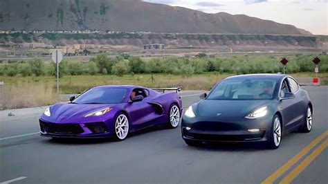 2020 Corvette C8 Vs Tesla Model 3 Drag Race Youtube