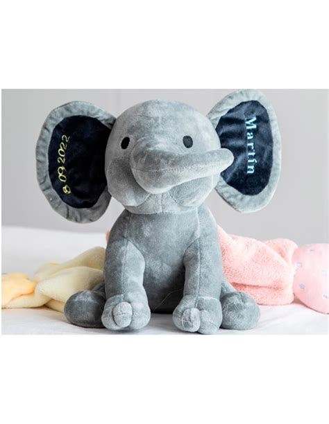 Peluche De Elefante Personalizado Bordado En La Oreja