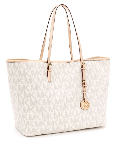 Michael Kors Medium Jet Set Logo Travel Tote Vanilla In White Lyst