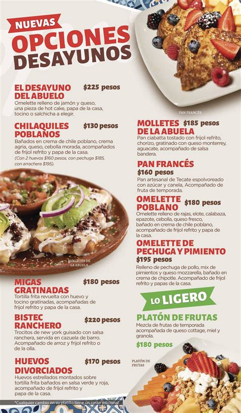 Carta Del Restaurante El Sazón Del Los Abuelos Tecate