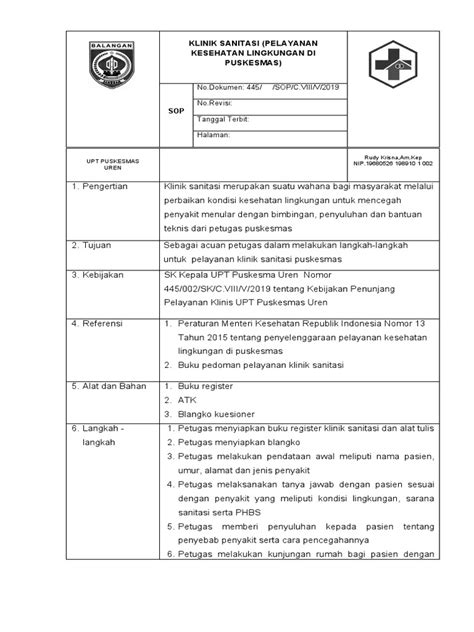 Sop Klinik Sanitasi Pdf