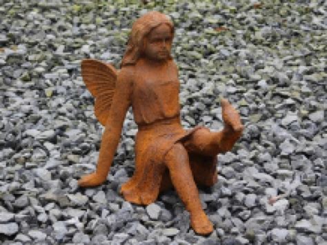 Statue Elf Angel With Bird Cast Iron HANDGEMAAKT EU