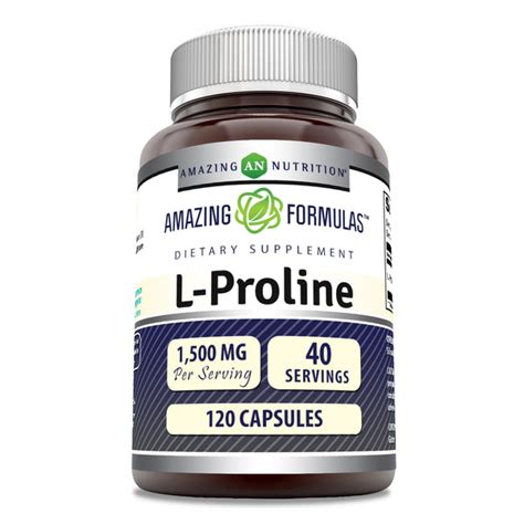 Amazing Formulas L Proline 500mg 120 Capsules Amazing Nutrition