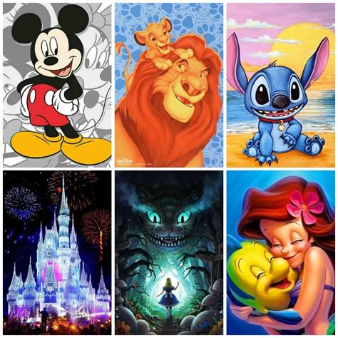 Pintura Con Diamantes De Personajes De Disney Princesa Mickey Lilo