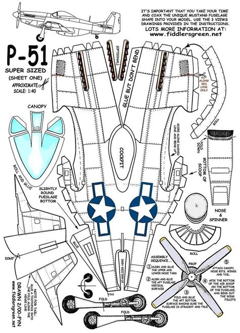 Papercraft P 51 Mustang 1 2 Artesanías de avión Aviones de papel