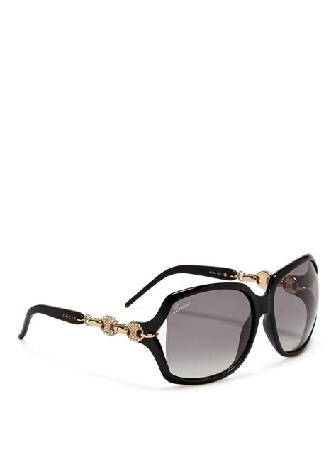 Gucci Marina Chain Temple Sunglasses In Black Lyst