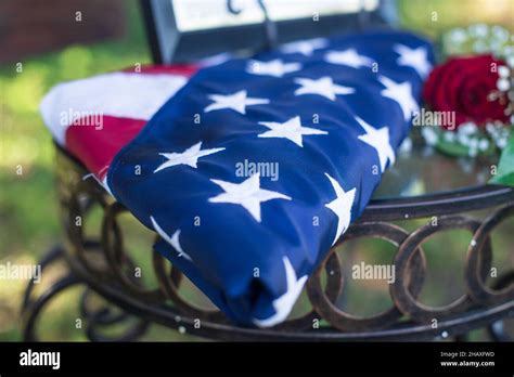 Veterans Memorial American Flag Folded Military Style Stock Photo Alamy