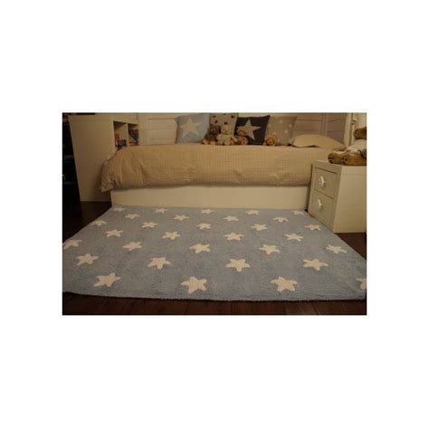 Alfombra Lavable Estrellas Azul Blanco Nueces De Algod N