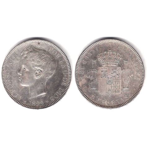 Alfonso Xiii Pesetas Ebc Plata Ceca De Madrid Sg V