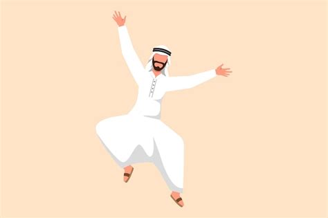 Premium Vector Business Flat Cartoon Style Drawing Happy Arab