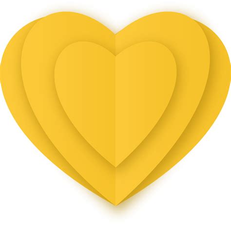 Yellow Paper Cut Heart 10984585 Png