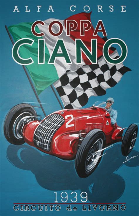 Alfa Romeo Coppa Ciano Grand Prix , Vintage Style Racing Poster, by ...