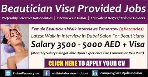 Dubai Beautician Jobs And Free Visa Provided Latest Walk In Interviews