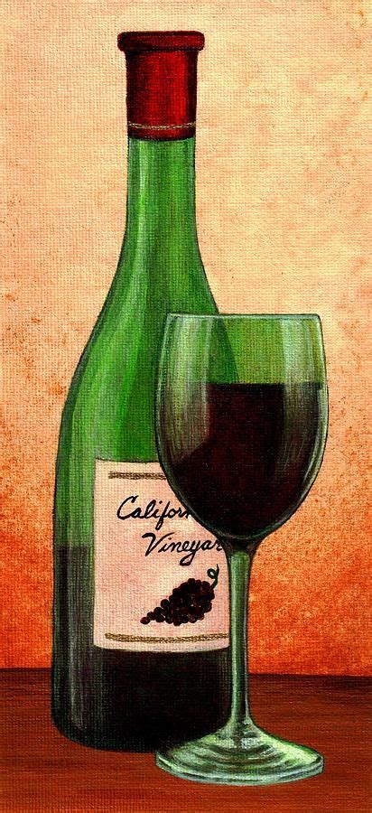 Wine Painting Wine Glass With Bottle By Terry Mulligan Wine Glass Drawing Wine Bottle