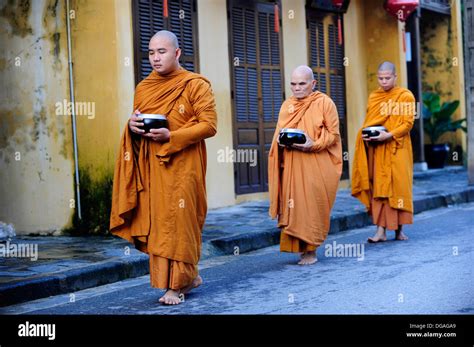 Asiasouth East Asiavietnambuddhist Monks Walking In A Line In A