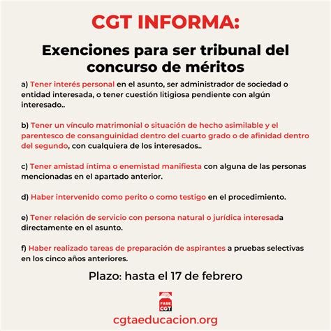 Exenciones Para Ser Tribunal Del Concurso De M Ritos Cgt Ense Anza