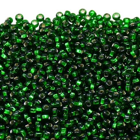 Preciosa Seed Beads 110 Silver Lined Dark Green 20g Beads And Beading Supplies From The